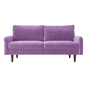 The Sora II Velvet Round Arm Sofa, Lavender Pink