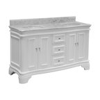 Katherine 60" Bath Vanity, White, Carrara Marble, Double Vanity