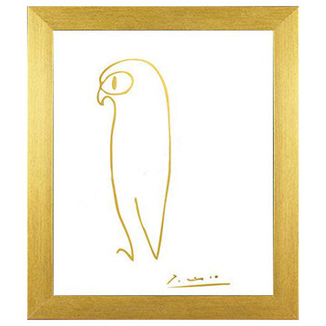 Framed, Pablo Picasso Owl Imitation In Gold by Kelissa Semple, 11"x14"