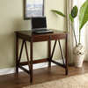 Linon Titian Wood One Drawer Laptop Desk in Tobacco Brown