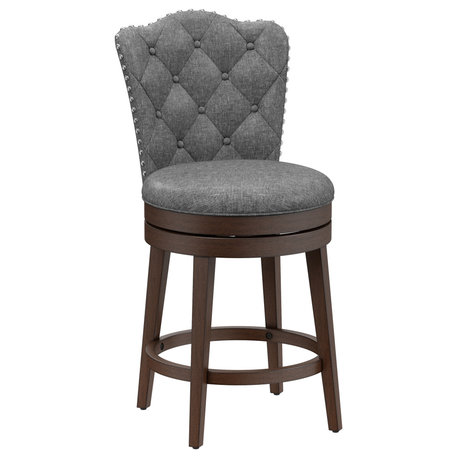 Hillsdale Edenwood Wood Counter Height Swivel Stool with Tufted Back