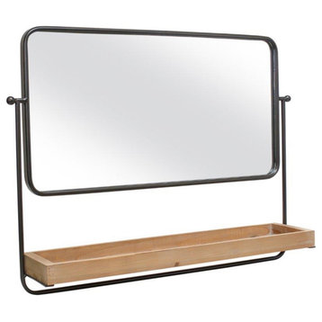 Wall Mirror With Shelf 28.5"Lx21.5"H Metal/Wood