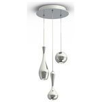 Modern Forms - Modern Forms Acid LED 3-Light Round Chandelier in Polished Nickel - Enrich your living space with the surrealist Acid Multi-Light Pendant by Modern Forms. Its dramatic silhouette features a series of spun metal droplets of varying shapes and sizes that precipitate from a rectangular canopy. Powerful LED downlights are contained with the droplets providing a fashionable, yet functional ambience over an entryway or open living space.