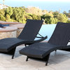 Palermo Outdoor Adjustable Wicker Chaises, Set of 2, Black