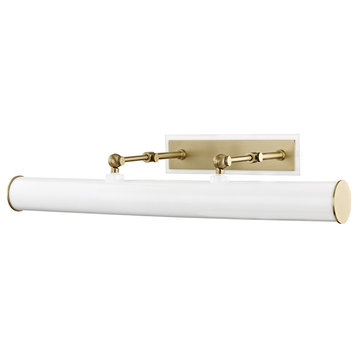 Mitzi Holly 3-LT Picture-LT With Plug HL263203-AGB/WH - Aged Brass & White