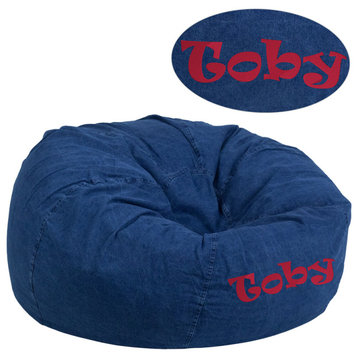 Personalized Oversized Denim Bean Bag Chair for Kids and Adults