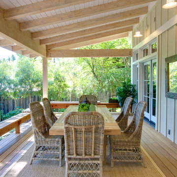 Porch Dining Table & Rattan Chairs
