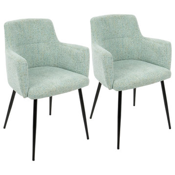 LumiSource Andrew Dining Chair, Gray, Set of 2, Light Green/Black