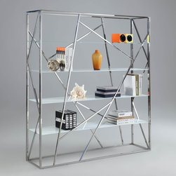 Contemporary Steel & Glass Bookshelf - Bookcases