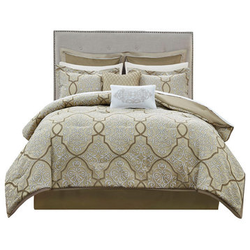 Madison Park Lavine 12 Piece Complete Bed Set, Gold
