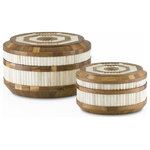 Currey and Company - Currey and Company 1200-0286 Banjhara, 12" Round Box, Set of 2 - Accomplished with a beautiful technique inspired bBanjhara 12 Inch Rou Natural Bone/Teak *UL Approved: YES Energy Star Qualified: n/a ADA Certified: n/a  *Number of Lights:   *Bulb Included:No *Bulb Type:No *Finish Type:Natural Bone/Teak
