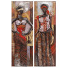 Beautiful Woman Wall Art Iron Hand Painted Dimensional Wall Sculpture, 2-Piece S
