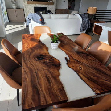 Custom Black Walnut & White Epoxy Dining Table – A Unique Piece for Springs Home