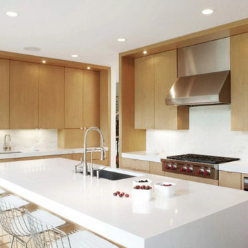 Modern Oak Veneer kitchen cabinets