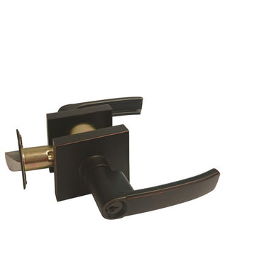 Square Contemporary Door Lever, Style 8048, Dark Oil Rubbed Bronze, Entrance