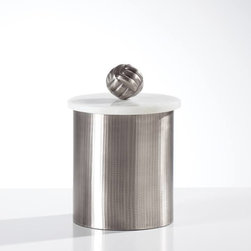 Tomar Antique Pewter Ribbed Canister - Medium - Decorative Accents