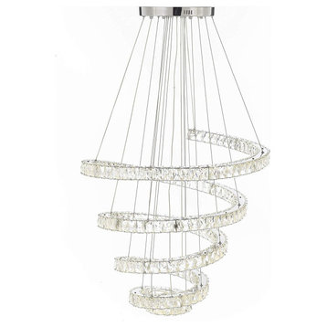 Modern Crystal Spiral Elipse 5 Ring LED Crystal Chandelier - Dimmable - 32in