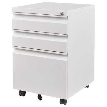 3 Drawer Mobile File Cabinet Under Desk Storage File Cabinets, White