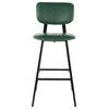 Lumisource Foundry Barstool, Green PU Leather, Green Stitching, Set of 2