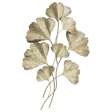 Modernist Gingko Leaves Bouquet Metal Wall Decor, 37.5 Inches