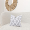 20" X 20" Gray and White Diamond Polyester Zippered Pillow With Embroidery