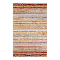Hand-Tufted Striped Shaggy Plush Shag Rug, Red Multi, 2'6"x8' Runner