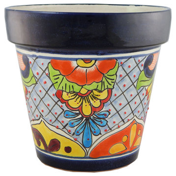 Mexican Ceramic Flower Pot Planter Folk Art Pottery Handmade Talavera 30