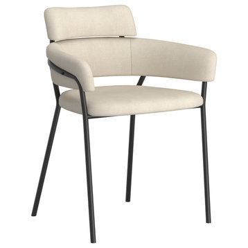 Set of 2 Modern Fabric and Metal Side Chair, Beige
