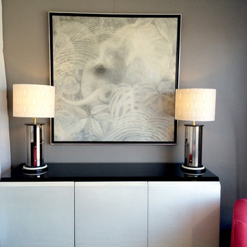 Chic Red, Black and White Living Area