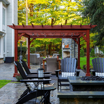 Make a Statement with a Versatile Outdoor Kitchen and Double Fire Feature