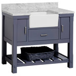 Kitchen Bath Collection - Charlotte 42" Bathroom Vanity, Marine Gray, Carrara Marble - The Charlotte: vintage country style.
