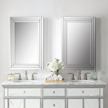 Luxe Contemporary Frameless Venetian Wall Mirror, Layered Glass Frame Vanity