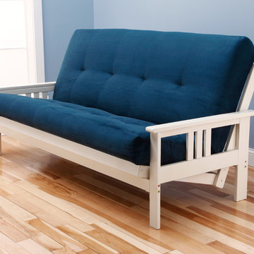 Monterey Antique White Frame with Navy Suede Mattress