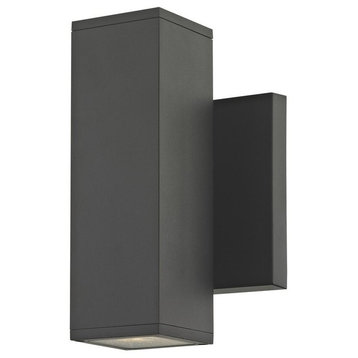 LED Black Outside Wall Light Square Cylinder Up / Down 3000K