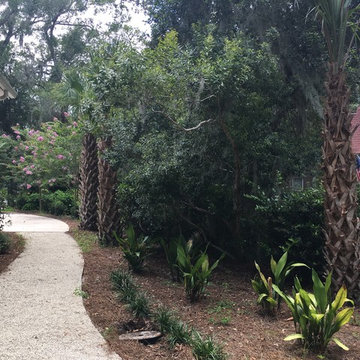 Side yard with pervious walk