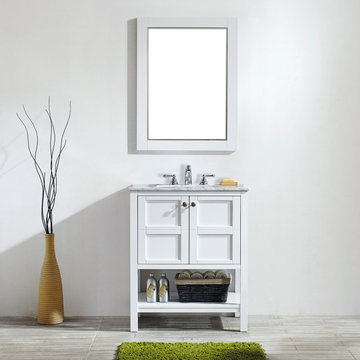 Florence 30 in. W x 22 in. D x 35 in. H Vanity in White with Marble Vanity Top i