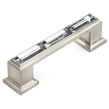 Cosmas 6598SN-C Satin Nickel with Clear Glass Cabinet Pull