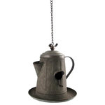 Zaer Ltd - Hanging Galvanized Teapot Birdhouse & Feeder "Percolator" - Few things will add more country charm to a home than these galvanized birdhouse feeders. Shaped in different "teapot" like styles (ex. kettle, oil can, conventional teapot, etc.), there's a birdhouse for everyone. Each is made out of galvanized metal making them safe for the outdoors and inclement weather. The functionality, quality, and beauty of these pieces have made these a best seller.