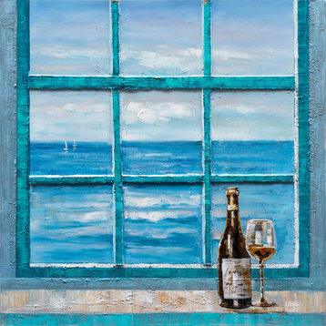 "Wine in The Afternoon" Hand Painted Canvas Art, 40"x40"
