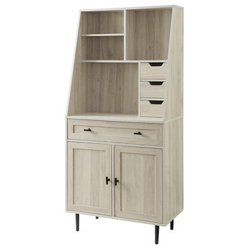 Contemporary Storage Cabinet, 2 Adjustable Shelves and Drawers, Birch
