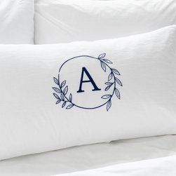 Laurel Monogram/Linen Cushion - Decorative Pillows