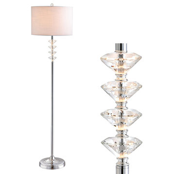 Mia 60.5" Crystal and Metal Floor Lamp, Clear and Chrome