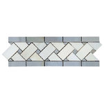 All Marble Tiles - Blue Stone - Carrara White Marble 3"x12" Basketweave Border - SAMPLES ARE A SMALLER PART OF THE ORIGINAL TILE. SAMPLES ARE NOT RETURNABLE.