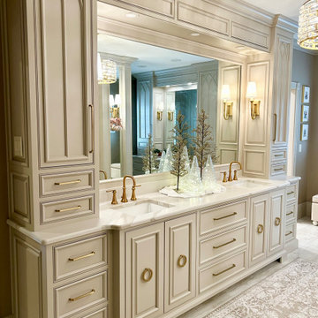 CUSTOM VANITY WITH BEADED INSET CABINETS