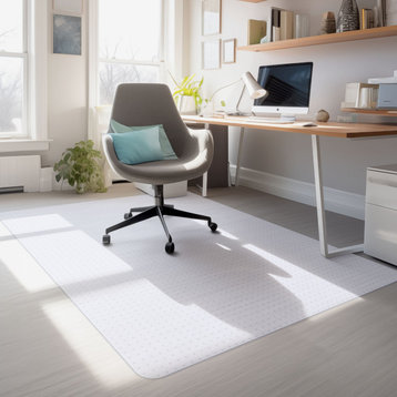 60x46" Rectangle PVC Floor Mat Studded Back 2.5mm for Pile Carpet Rolling Chair