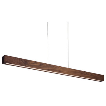 Una LED Linear Pendant 66" Walnut, Downlight Only, 2700K, Dimmable