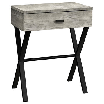 HomeRoots 12" x 18.25" x 22.25" Grey Finish and Black Metal Accent Table