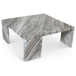Meridian Furniture - Livorno Marble Coffee Table, Brown, Marble - Grab the Scrabble board and some buddies for family game night gathered around this Livorno brown and light grey marble coffee table. Handsome from top to bottom, this table is meticulously crafted by hand using premium genuine toronto marble in brown hues, giving it a luxe look and refined vibe. Because it's made from marble, this handsome art deco coffee table is unique; no two tables are just alike. Its large top makes it just as functional as it is beautiful.