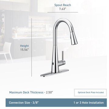 Moen 7864EW Sleek 1.5 GPM 1 Hole Pull Down Kitchen Faucet - Black Stainless