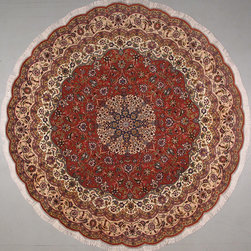 Round Persian Tabriz rug 8'3 diameter - Area Rugs